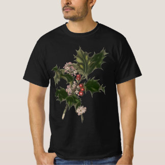 Vintage Christmas, Green Holly Plant with Berries T-Shirt