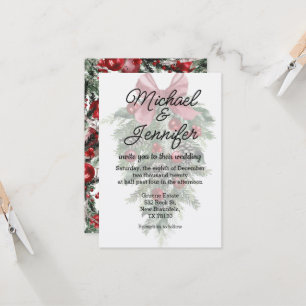 vintage christmas greenery ornaments wedding invitation