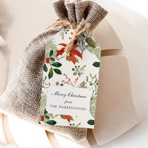 Vintage Christmas Greenery Pattern Gift Tags