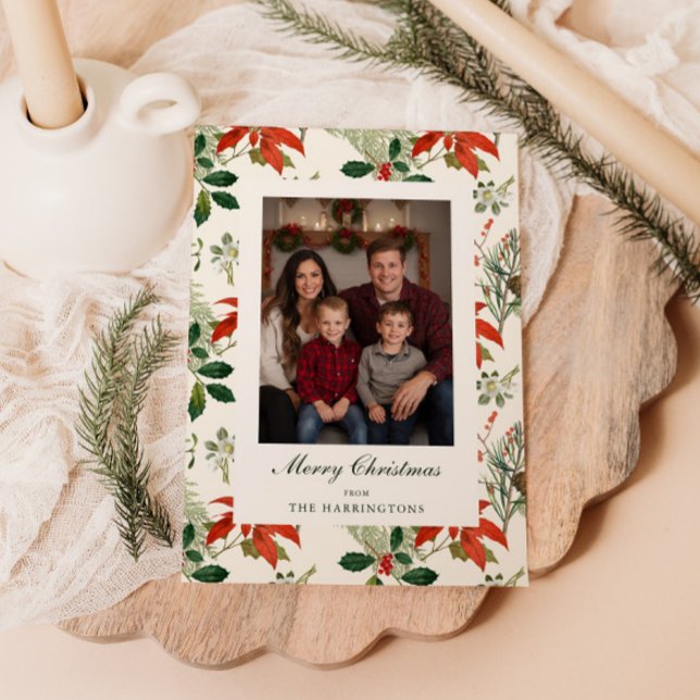 Vintage Christmas Greenery Pattern Holiday Card (Creator Uploaded)