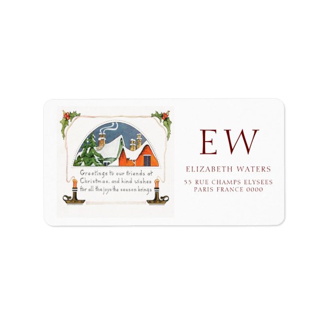 VINTAGE CHRISTMAS GREETING ADDRESS LABELS (Front)