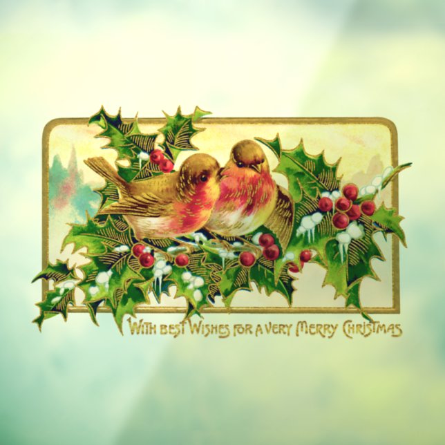 Vintage Christmas Greeting Birds Holly (Sheet 3)