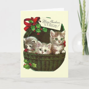 Vintage Christmas Greeting Card For Cousin