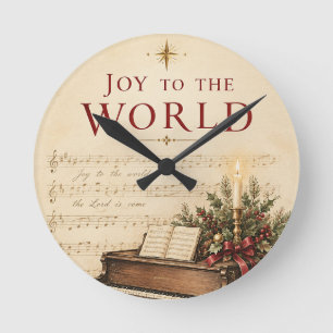 Vintage Christmas Greeting , Classical Music style Round Clock
