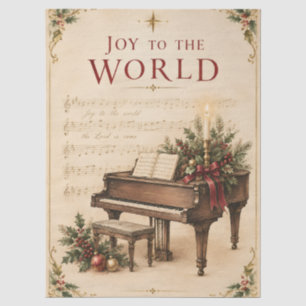 Vintage Christmas Greeting , Classical Music style Tissue Paper