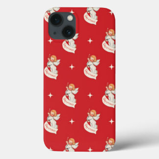 Vintage Christmas Greetings, Angels with Stars iPhone 13 Case