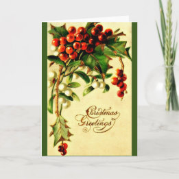 Vintage Christmas Greetings Holiday Card