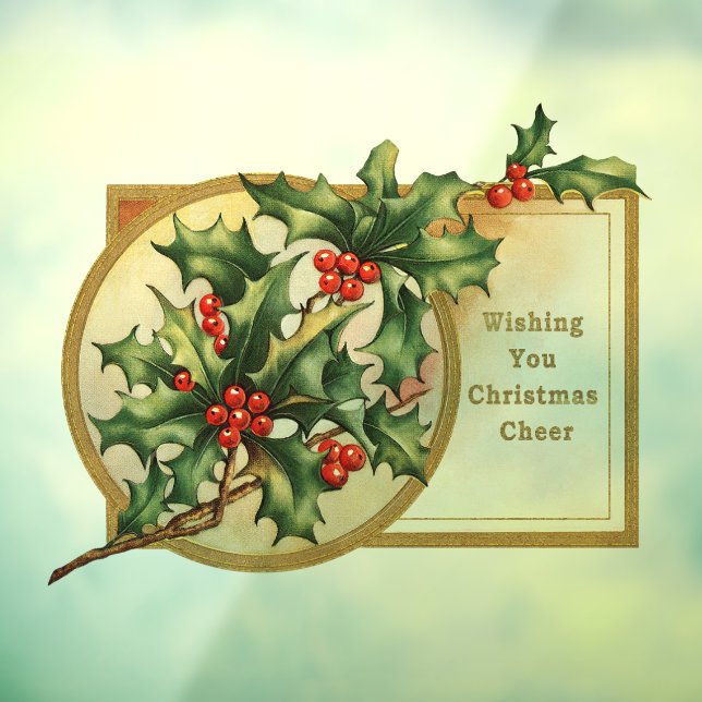 Vintage Christmas Greetings Holly Faux Gold (Sheet 3)