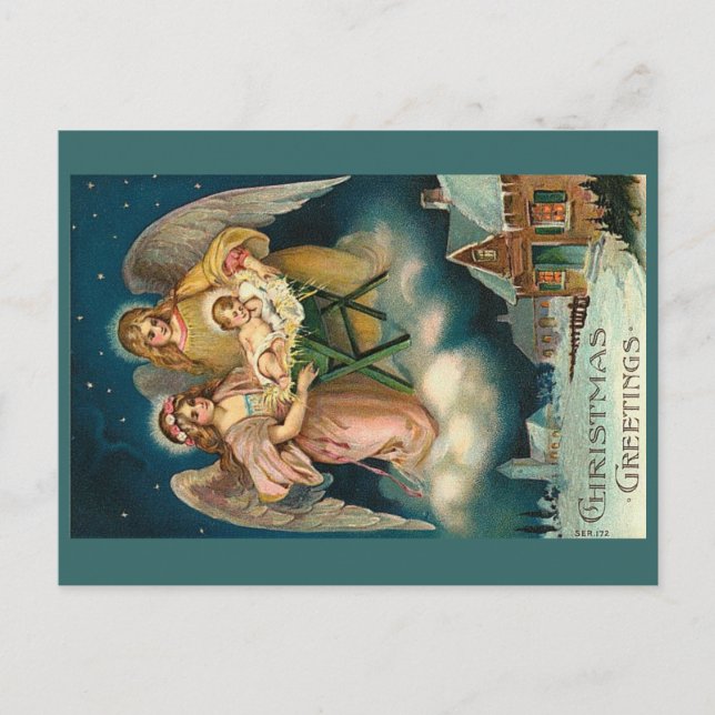 Vintage Christmas Greetings postcard (Front)