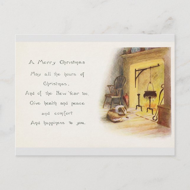 Vintage Christmas Greetings Postcard (Front)