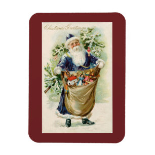 Vintage Christmas Greetings Santa Magnet