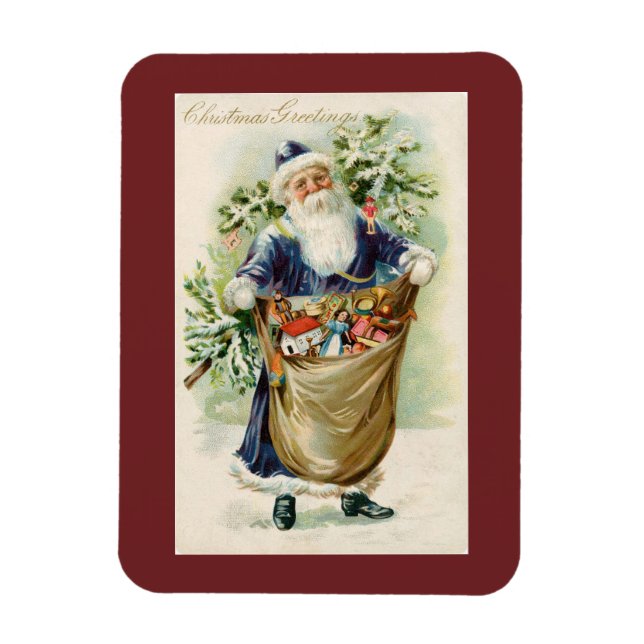 Vintage Christmas Greetings Santa Magnet (Vertical)