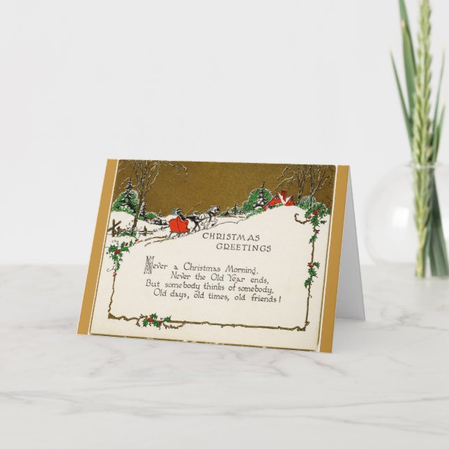 Vintage Christmas Greetings to Friends, Holiday Card (Front)