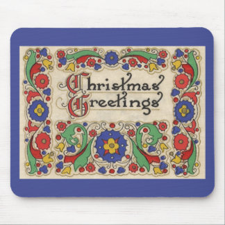 Vintage Christmas Greetings with Decorative Border Mouse Pad