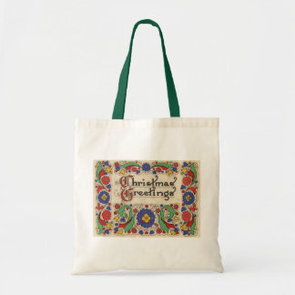 Vintage Christmas Greetings with Decorative Border Tote Bag