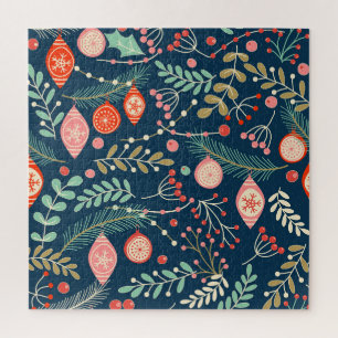 Vintage Christmas Hand Drawn Seamless Jigsaw Puzzle