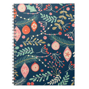 Vintage Christmas Hand Drawn Seamless Notebook