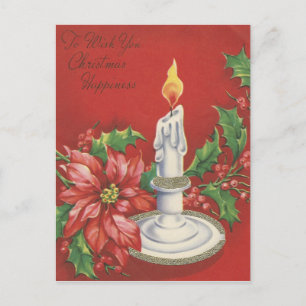 Vintage Christmas Happiness Holiday Postcard