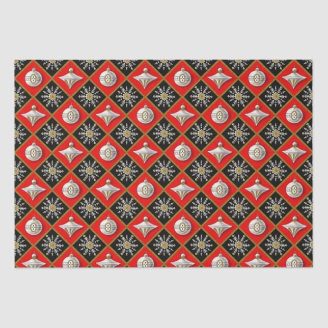Vintage Christmas Harlequin Pattern  Tissue Paper (Front)