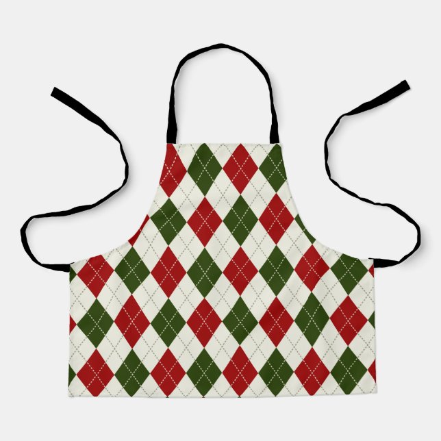 Vintage Christmas Harlequin Plaid | Apron (Front)