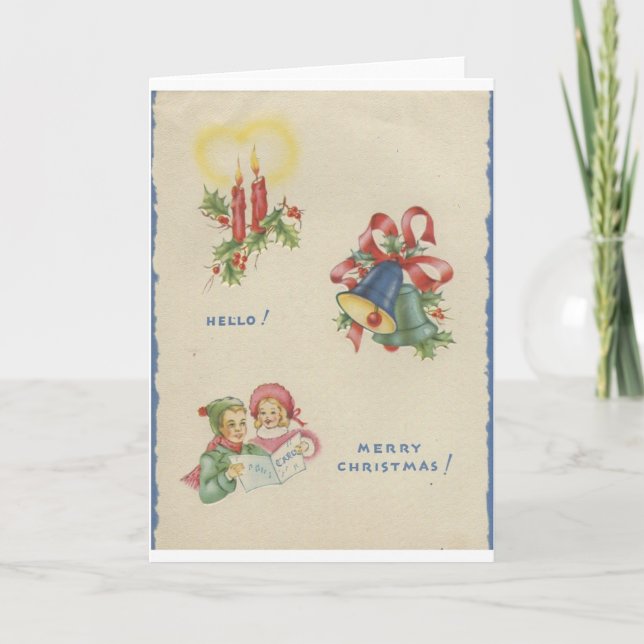 Vintage Christmas "Hello" Holiday Card (Front)