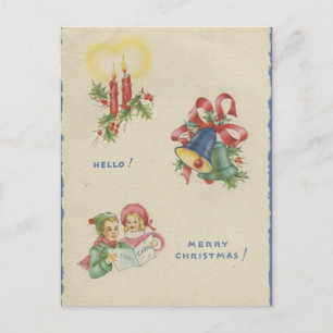Vintage Christmas "Hello" Holiday Postcard