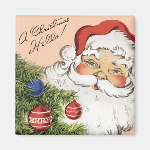 Vintage Christmas Hello! Jolly Santa Claus Magnet