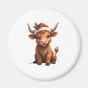 Vintage Christmas Highland Cow Cute Holiday Farm A Magnet