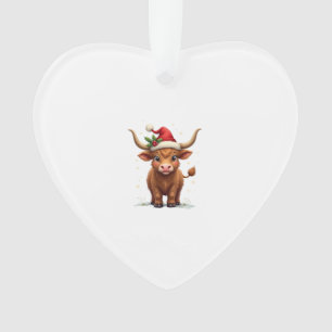 Vintage Christmas Highland Cow Cute Holiday Farm A Ornament