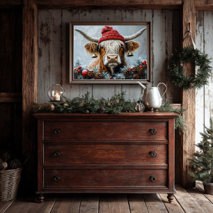 Vintage Christmas Highland Cow Decoupage  Tissue Paper