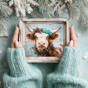 Vintage Christmas Highland Cow Decoupage  Tissue Paper