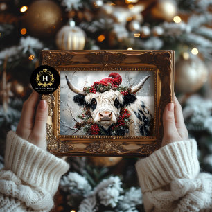 Vintage Christmas Highland Cow Decoupage  Tissue Paper