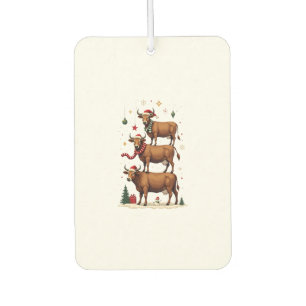 Vintage Christmas Highland Cow Trio Cute Holiday F Car Air Freshener