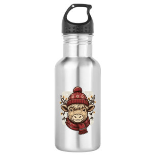 Vintage Christmas Highland Cow Vector Shirt Design 532 Ml Water Bottle
