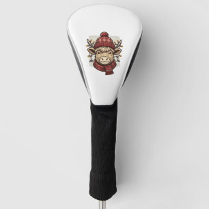 Vintage Christmas Highland Cow Vector Shirt Design Golf Head Cover