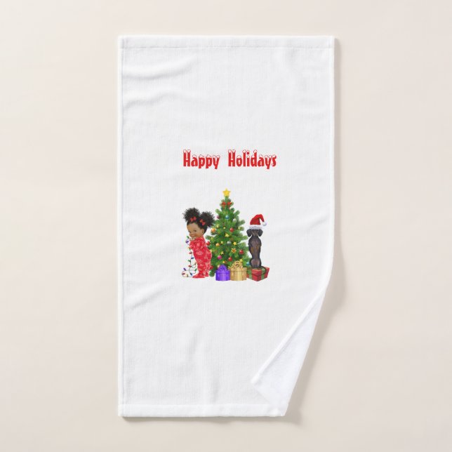 Vintage Christmas Holiday Dachshund Hand Towel (Hand Towel)