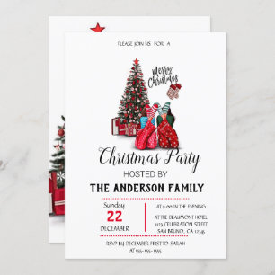 Vintage  Christmas Holiday Invitation