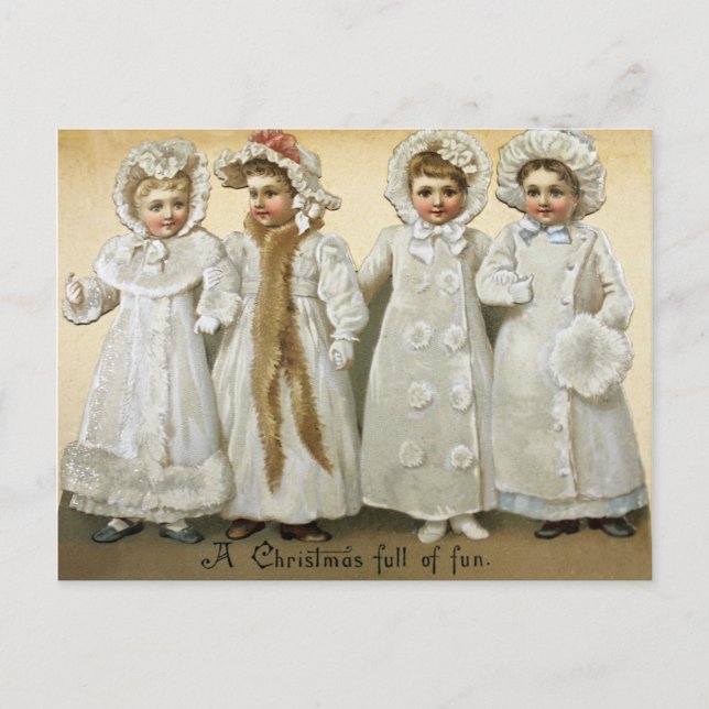 Vintage Christmas Holiday  kids postcard (Front)