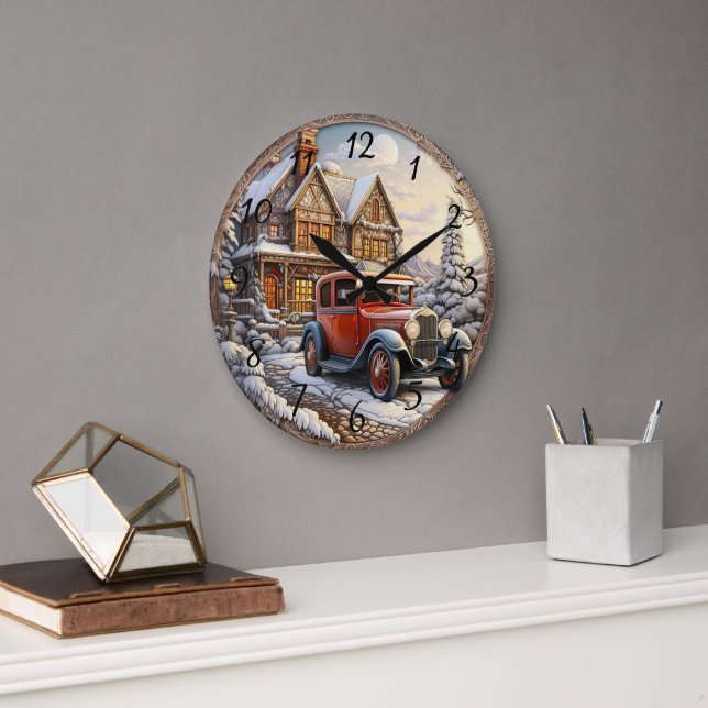 Vintage Christmas Holiday  Large Clock (Office)