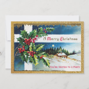 Vintage Christmas Holiday Party  Invitation