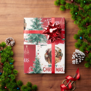 Vintage Christmas Holiday photos Collage Wrapping Paper