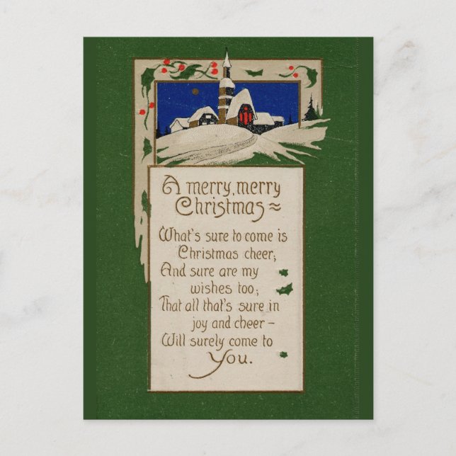 Vintage Christmas Holiday Postcard (Front)