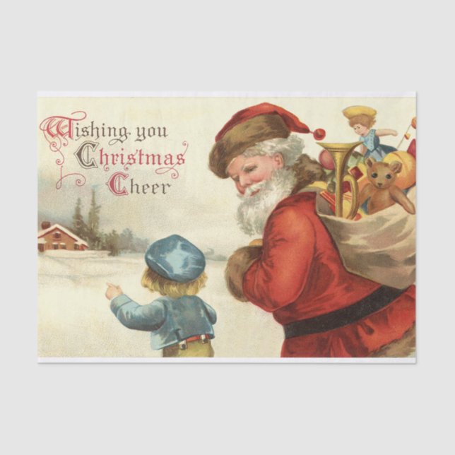 Vintage Christmas Holiday Santa Child party tissue Paper (Front)