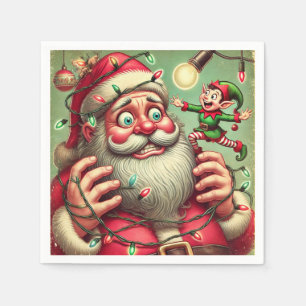 Vintage Christmas Holiday Santa Cookie Napkin
