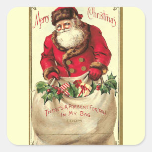 Vintage Christmas Holiday Square Sticker