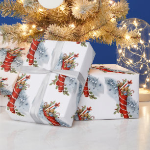 Vintage Christmas Holiday stocking party wrap Wrapping Paper