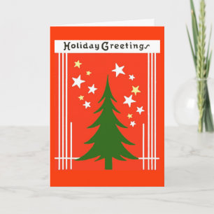 Vintage Christmas Holiday Tree Greeting Card