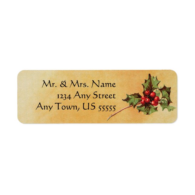 Vintage Christmas Holly Address Labels (Front)