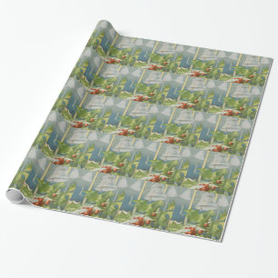 Vintage Christmas Holly and Bells Wrapping Paper