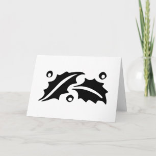 Vintage Christmas Holly Berries Black White Holiday Card